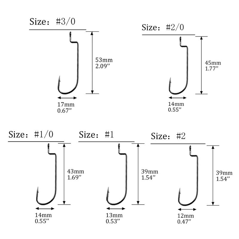 THKFISH 50pcs/Box Fishing Worm Hooks - EWG Offset, Round Bend, Wide Gap, Barbed Shank #2#1 1/0 2/0 3/0 - Image 2